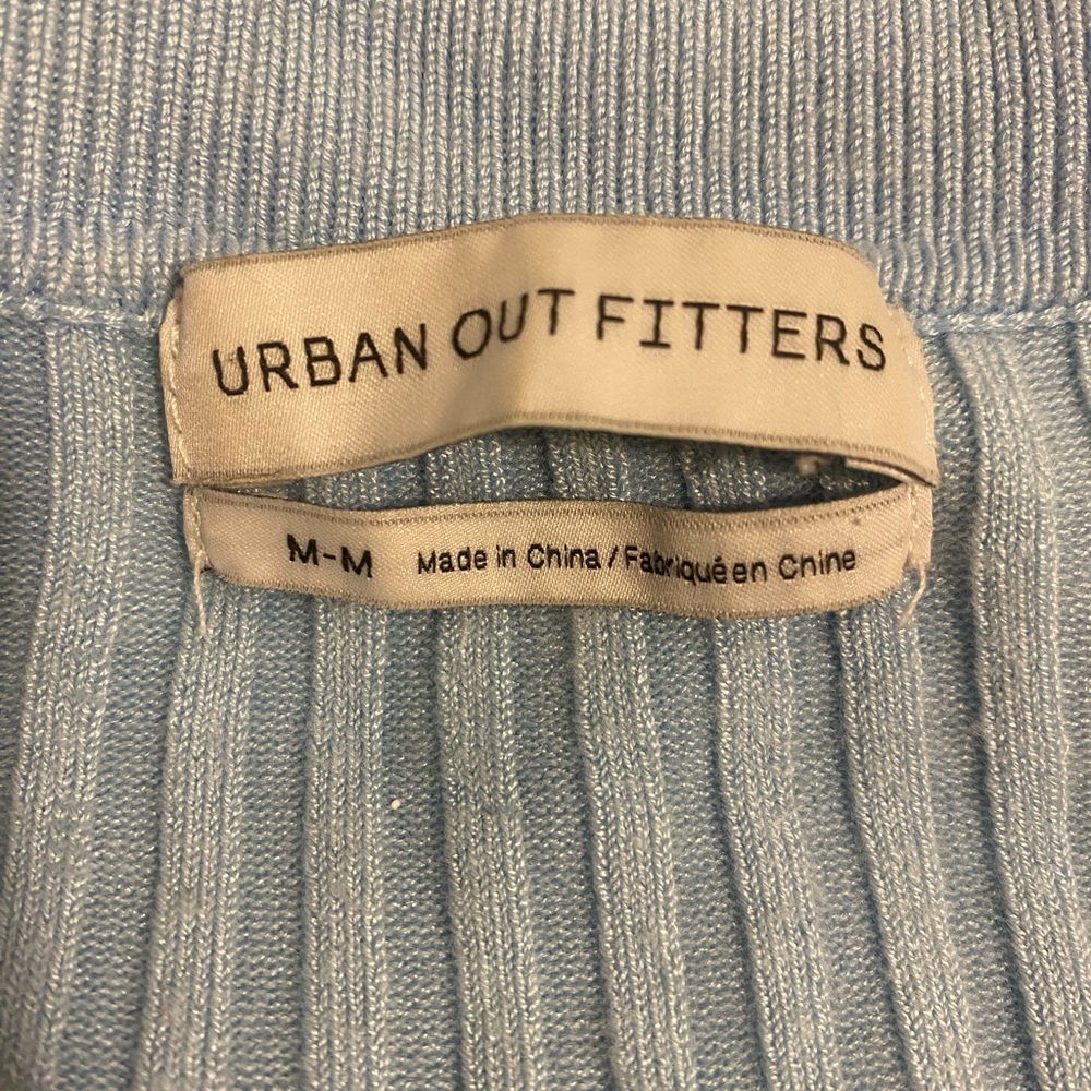 Light Blue Ribbed Button-Up Dress - Picture 4 of 4